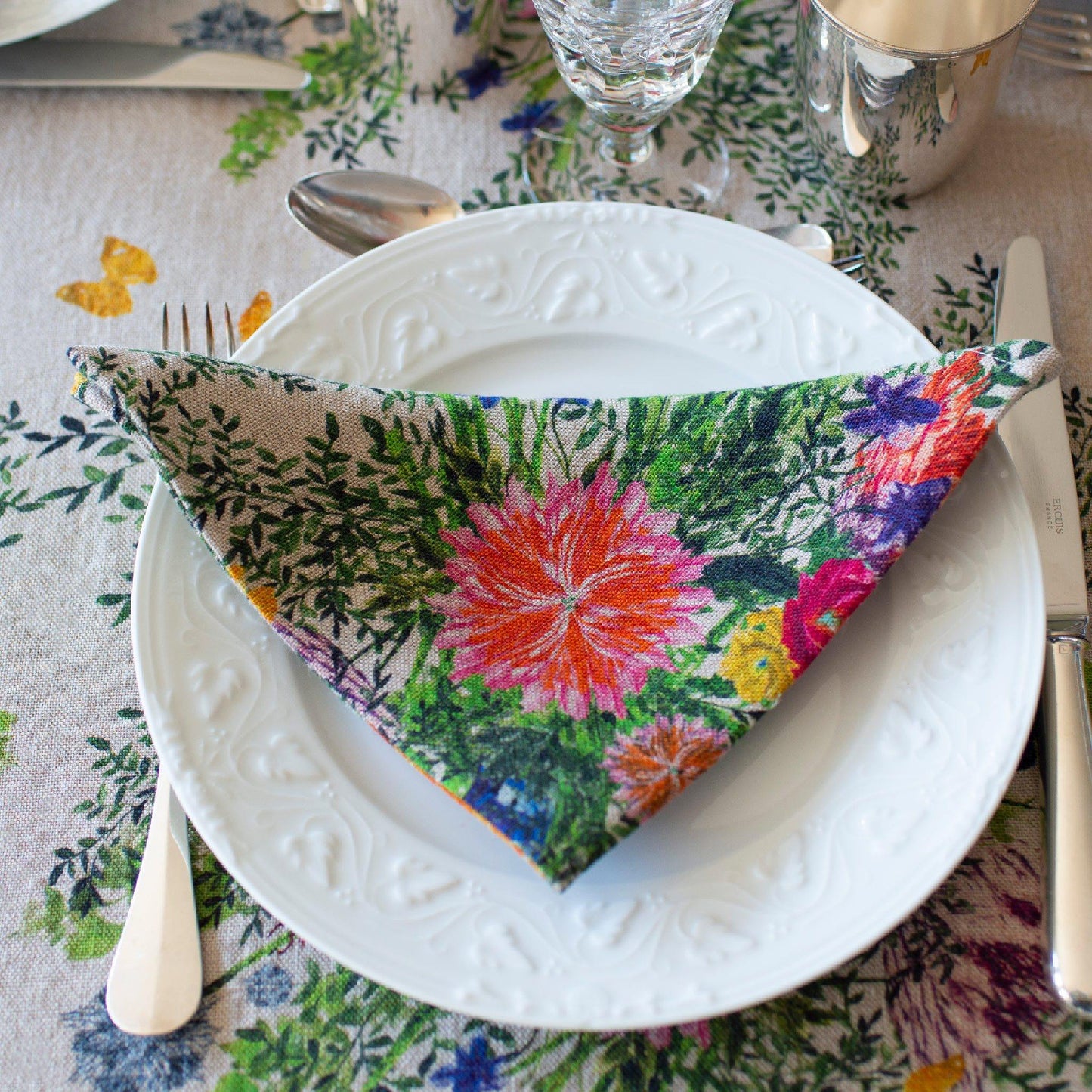 Organic Linen Napkins in Dramatic Iris - Sophie Williamson Fabrics
