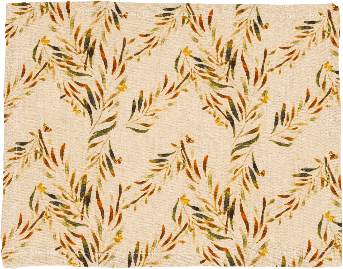 6 Organic Linen Placemats in Red Palm - Sophie Williamson Design