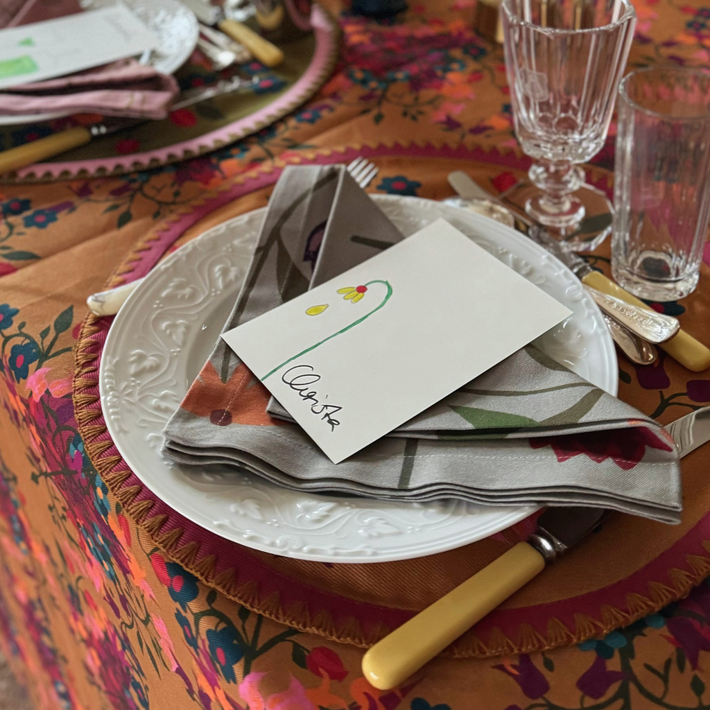 White Napkin with floral design