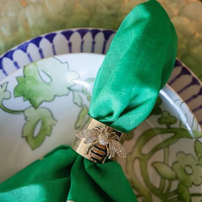 Stripey bee napkin rings, set of two