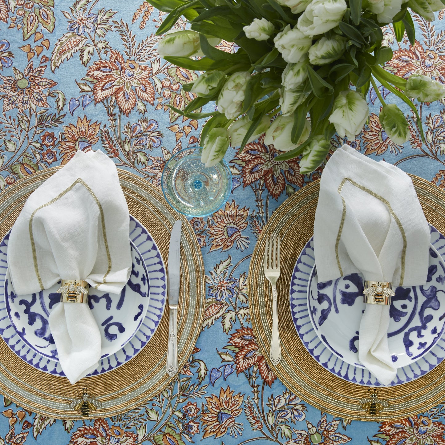 Stripey bee napkin rings, set of two