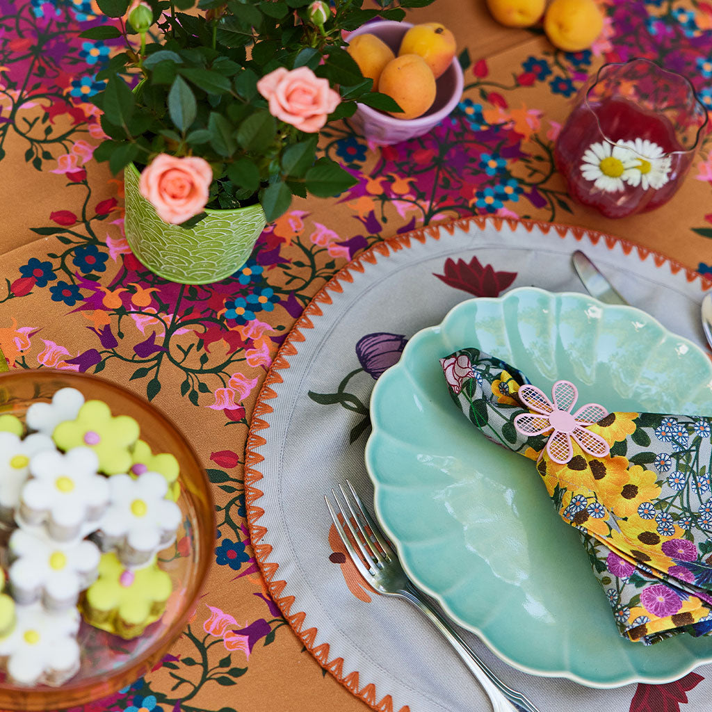 Colorful floral blue napkin