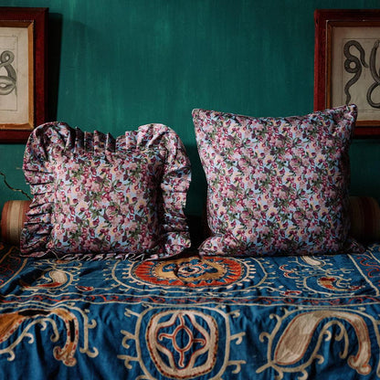 Ruffled Pillow Cover Romance is Dead Blue - Sophie Williamson Design