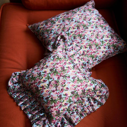 Ruffled Pillow Cover Romance is Dead Blue - Sophie Williamson Design