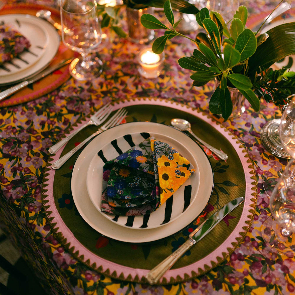 Colorful floral blue napkin