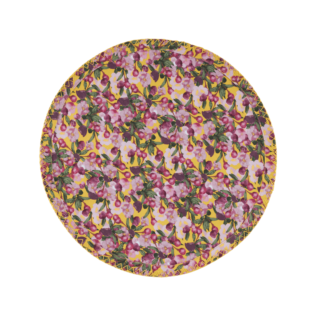 6 Round Placemats Romance is Dead Yellow - Sophie Williamson Design