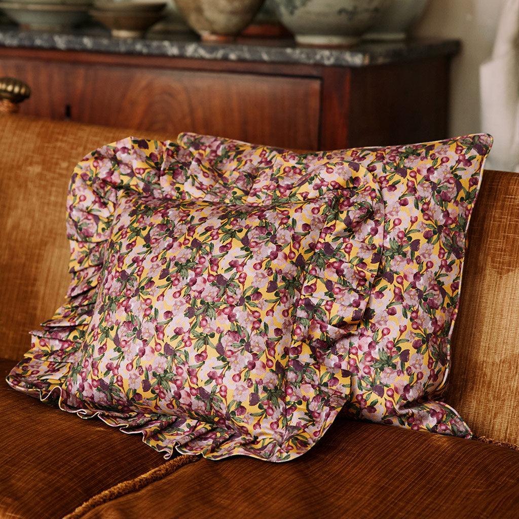 Ruffled Pillow Cover Romance is Dead Yellow