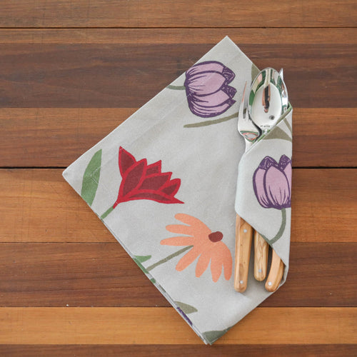 Floral-patterned napkin on table