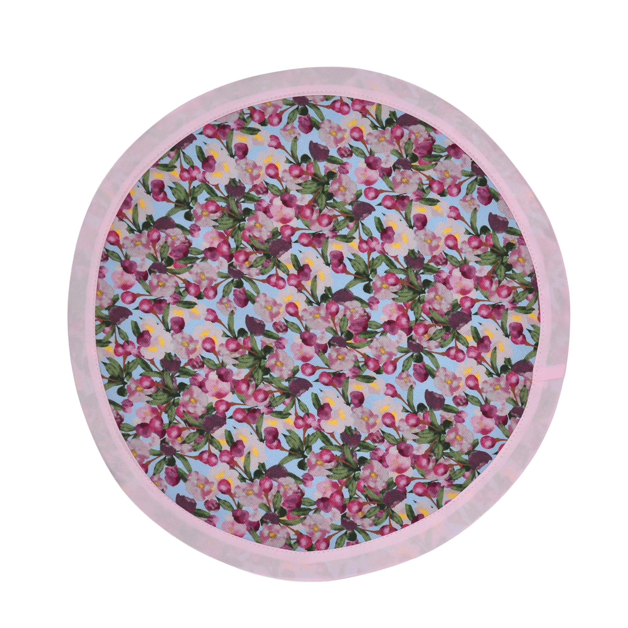 Pink Cherry Floral Placemats Romance is Dead Blue