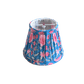 Hand block printed organic cotton pleated chandelier lampshade in blue and pink.