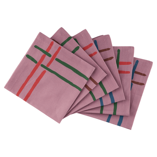 Six lilac organic cotton napkins