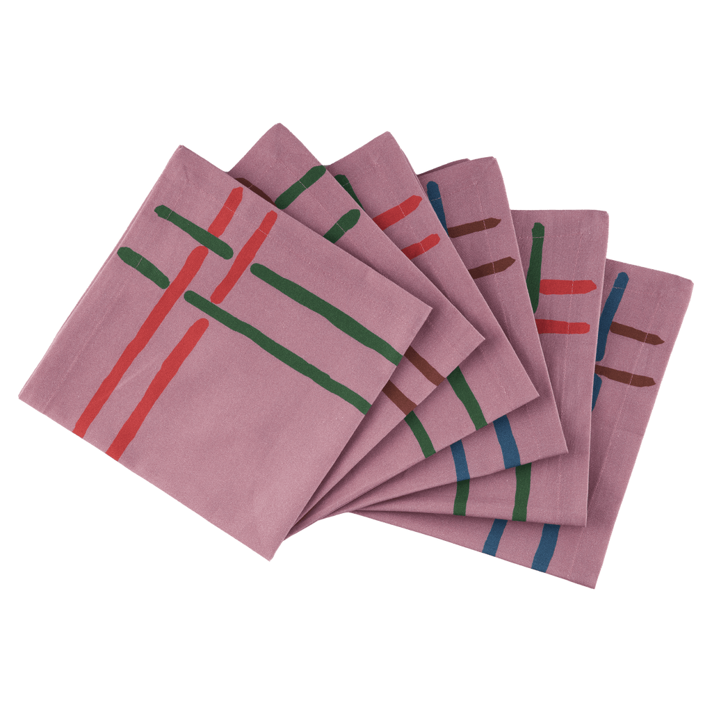 Six lilac organic cotton napkins