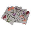 Illustrated floral print on organic cotton napkins.