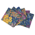 Colorful floral pattern on organic cotton napkins.