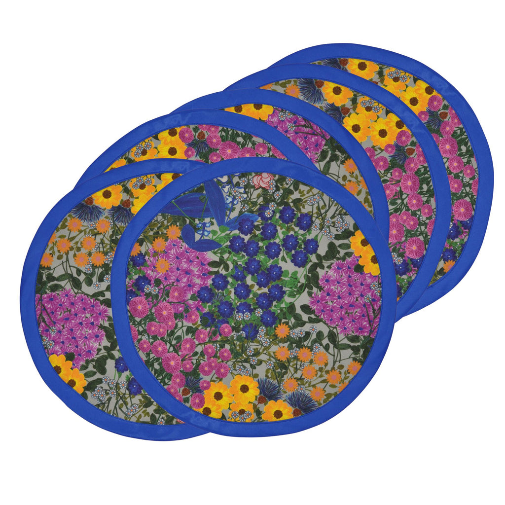 Prussian Blue Wild Flower Floral Placemats Pré Fleuri