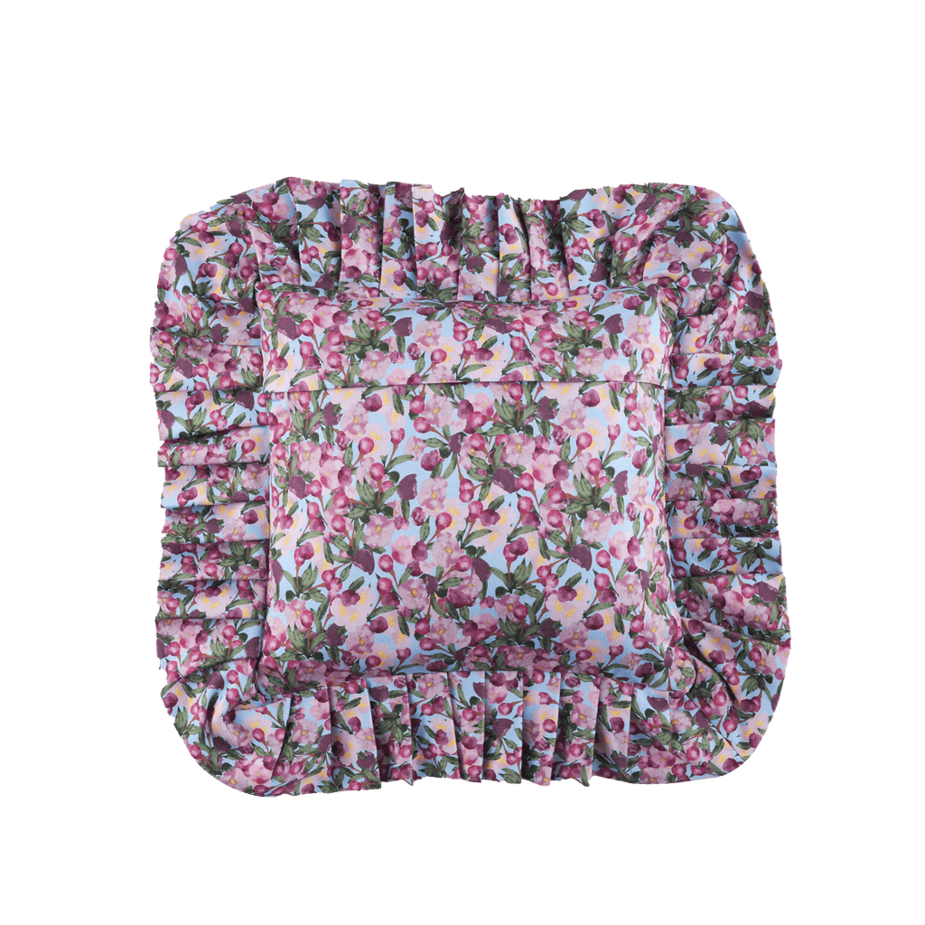 Ruffled Pillow Cover Romance is Dead Blue - Sophie Williamson Design