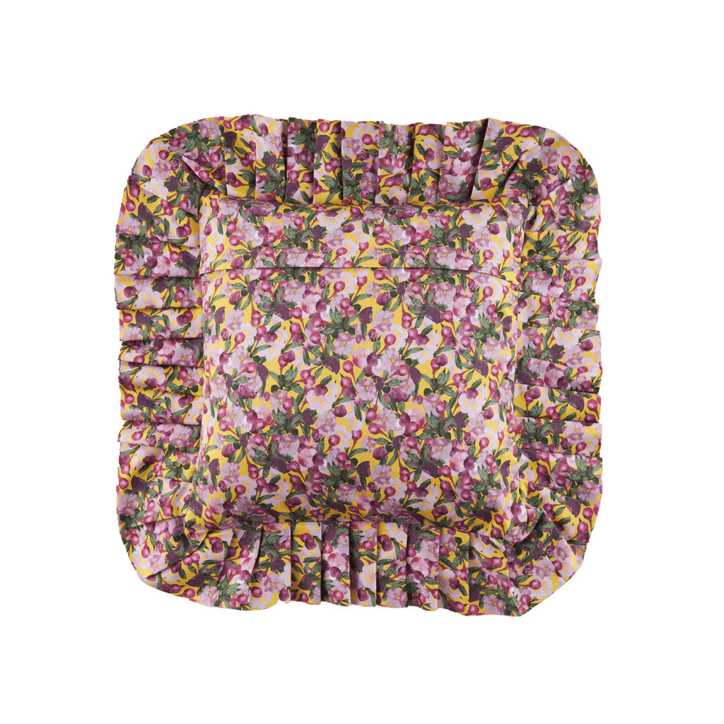 Ruffled Pillow Cover Romance is Dead Yellow - Sophie Williamson Design
