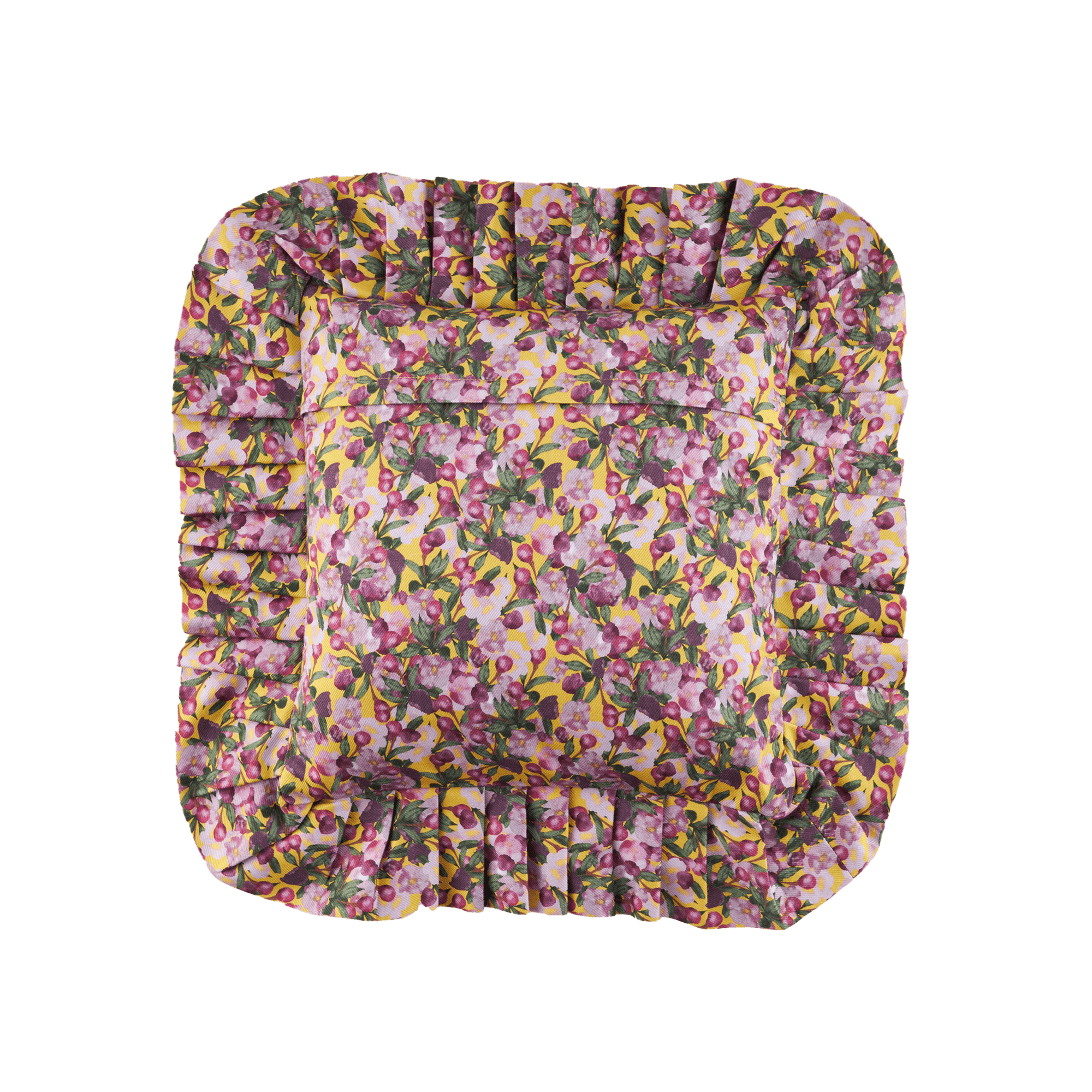 Ruffled Pillow Cover Romance is Dead Yellow - Sophie Williamson Design