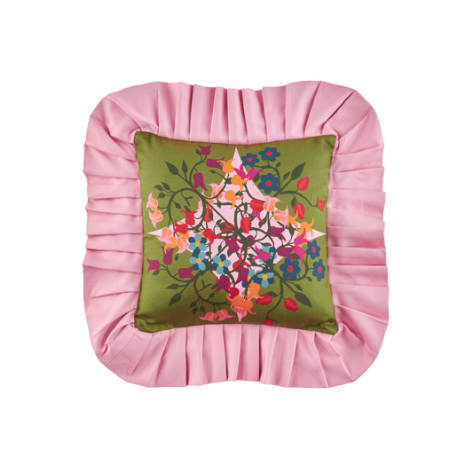Ruffled Pillow Cover Blumen Green - Sophie Williamson Design