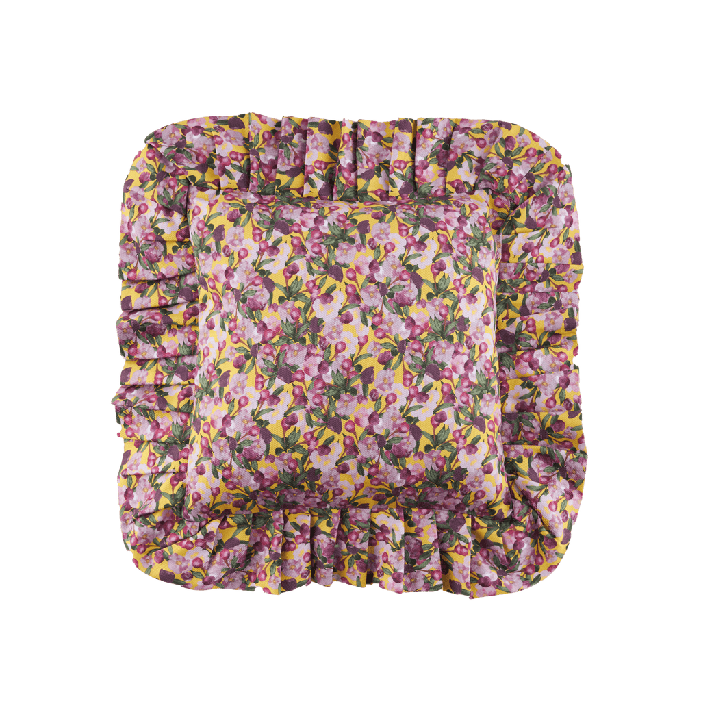 Ruffled Pillow Cover Romance is Dead Yellow - Sophie Williamson Design