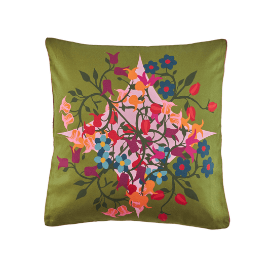 Square Pillow Cover Blumen Green - Sophie Williamson Design
