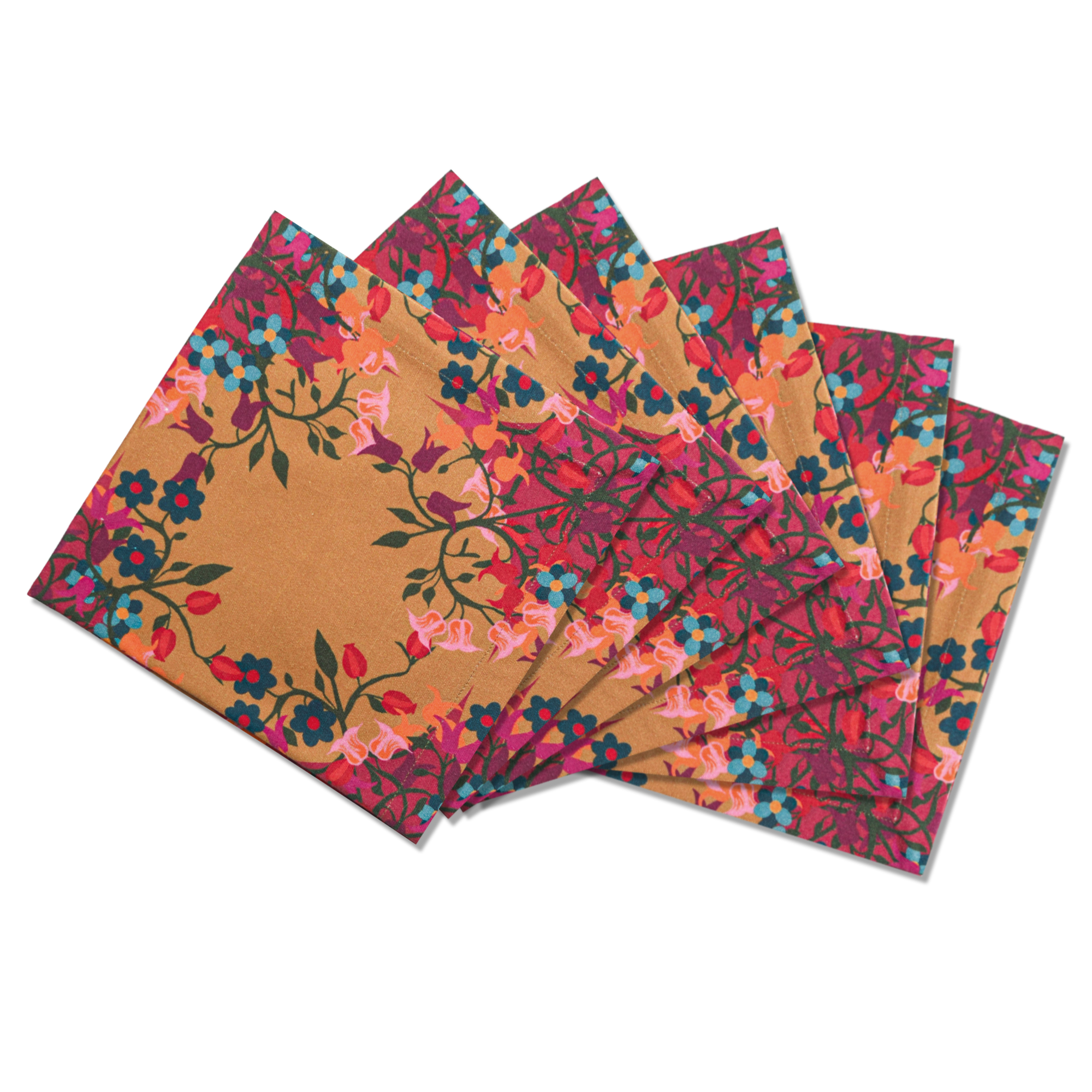 6 Napkins Blumen Orange Offcut Version