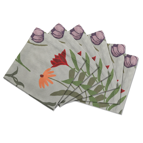 Set of six floral-patterned napkins
