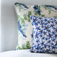 Blue flower print organic linen cushion cover.