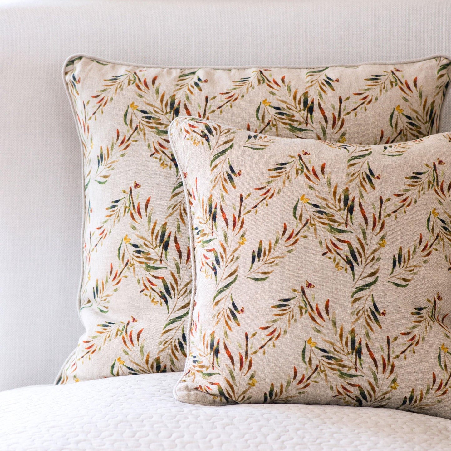 Organic Linen Pillow Cover in Red Palm - Sophie Williamson Fabrics