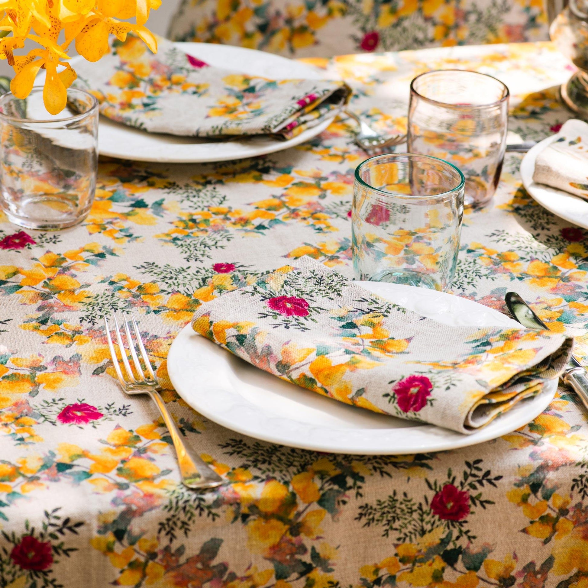 Organic Linen Napkins in Saint Valentine - Sophie Williamson Fabrics