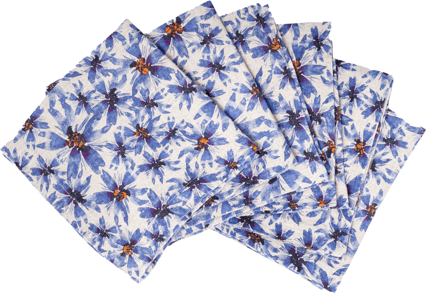 6 Organic Linen Napkins in Blue Harem - Sophie Williamson Design