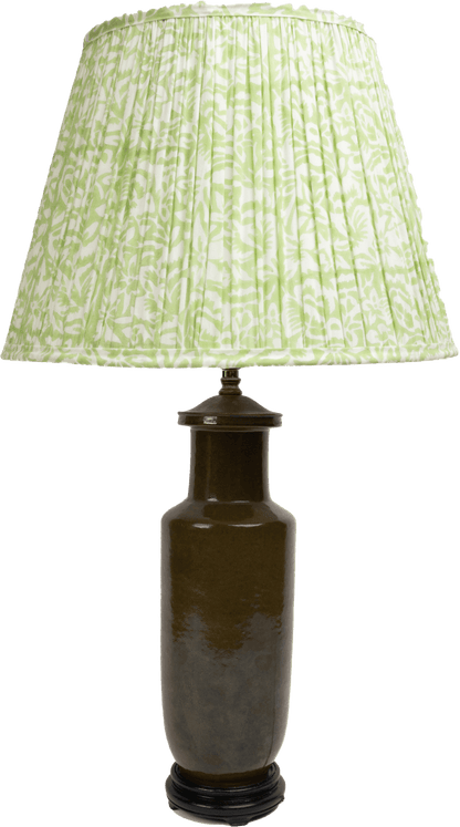 Pleated Lampshade in Chartreuse with Euro Uno Fitting - Sophie Williamson Design
