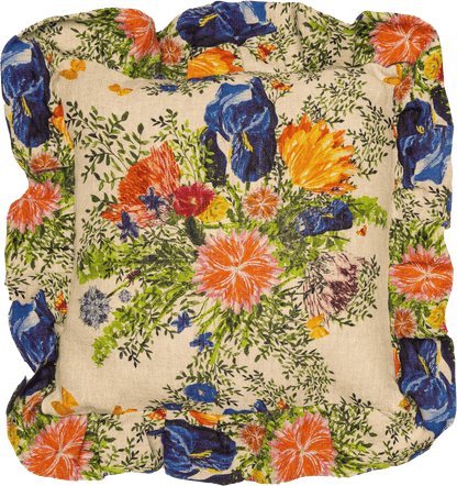 Organic Linen Ruffled Pillow Cover in Dramatic Iris - Sophie Williamson Design
