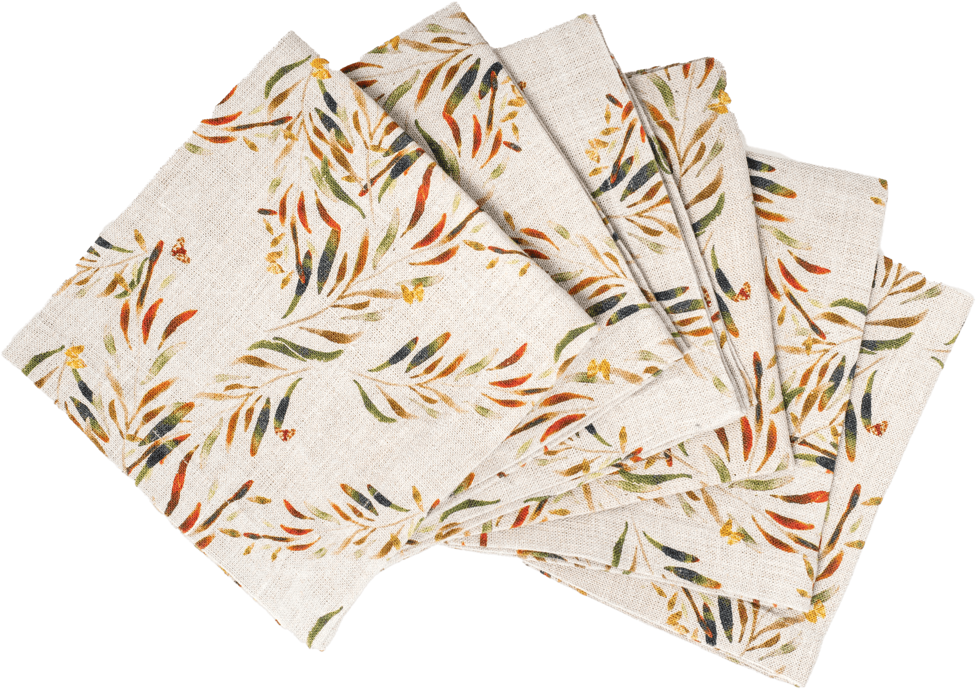 6 Organic Linen Napkins in Red Palm - Sophie Williamson Design