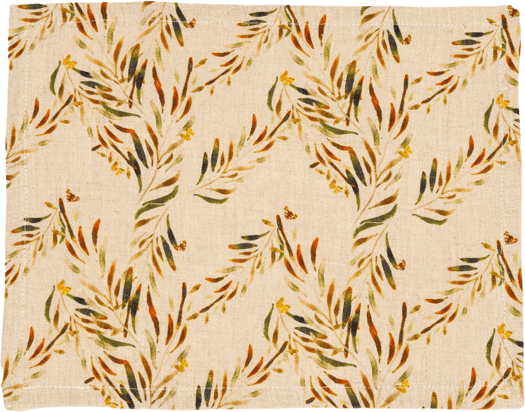 6 Organic Linen Placemats in Red Palm - Sophie Williamson Design