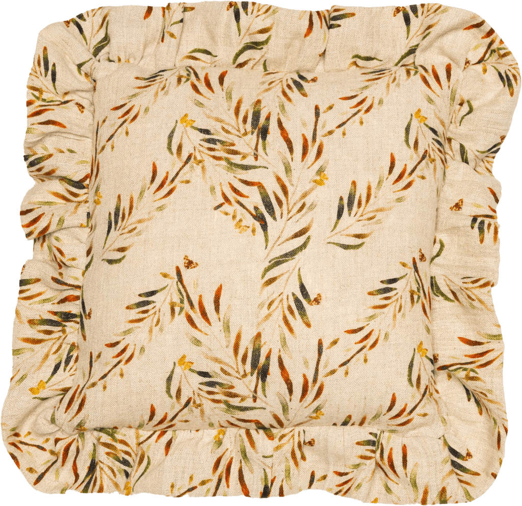 Organic Linen Ruffled Pillow Cover in Red Palm - Sophie Williamson Design