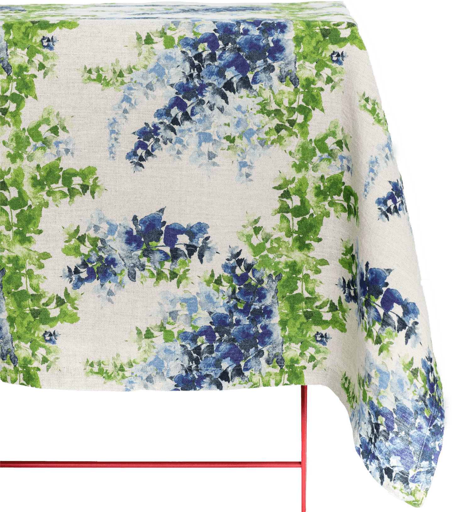 Organic Linen Tablecloth in Blue and Green Wisteria Print - Sophie Williamson Design